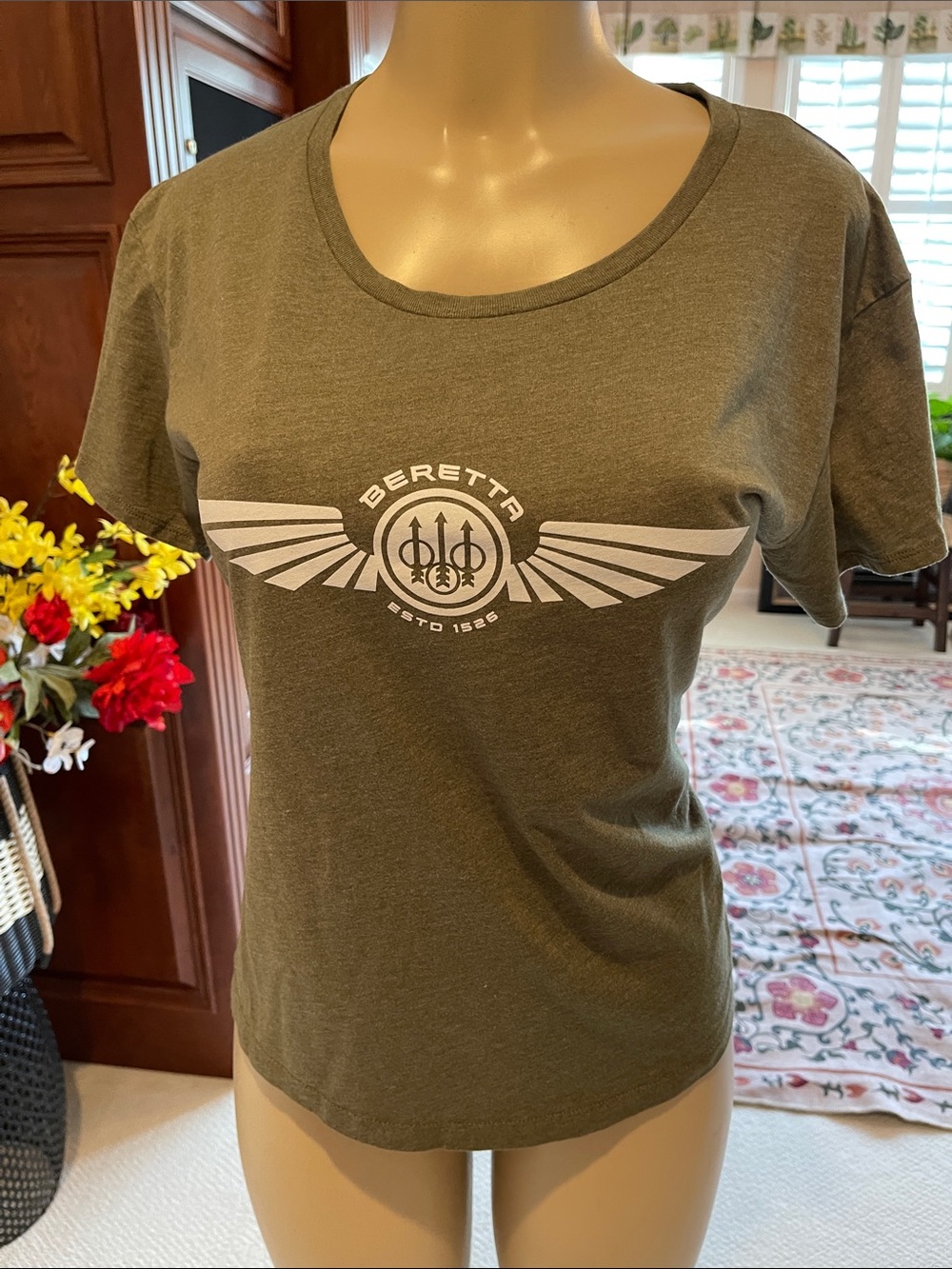 Beretta Women's Olive Green Logo Tee